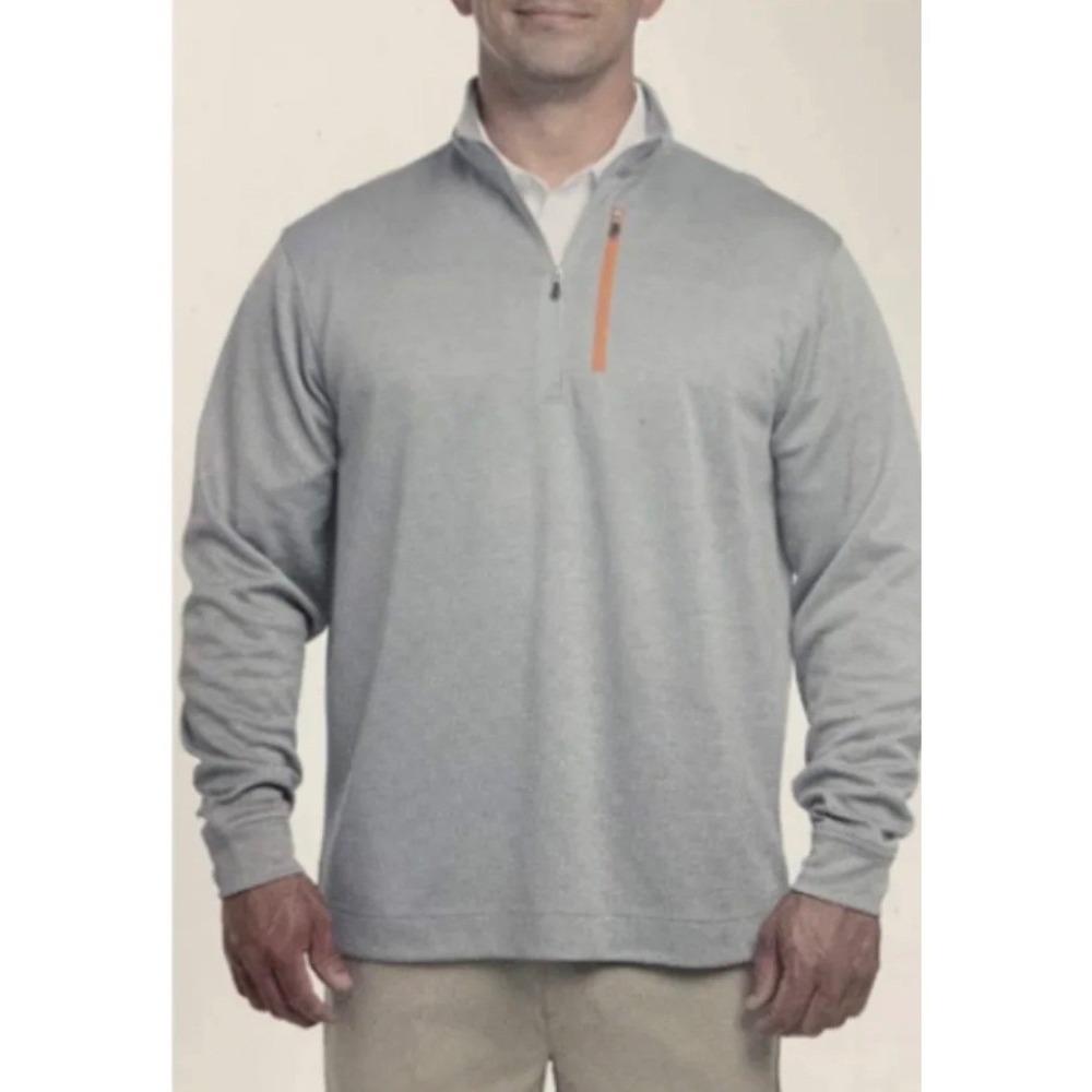 Bolle Mens XL Quarter Zip Pullover Gray Orange Pocket Performance Golf Sweater